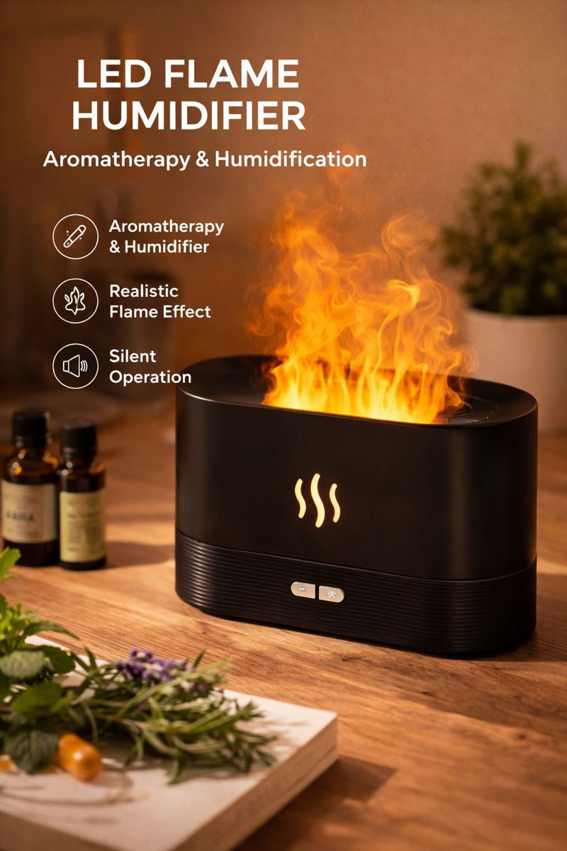 Aroma Diffuser Air Humidifier Ultrasonic Cool Mist Maker Fogger Led Essential Oil Flame Lamp Difusor